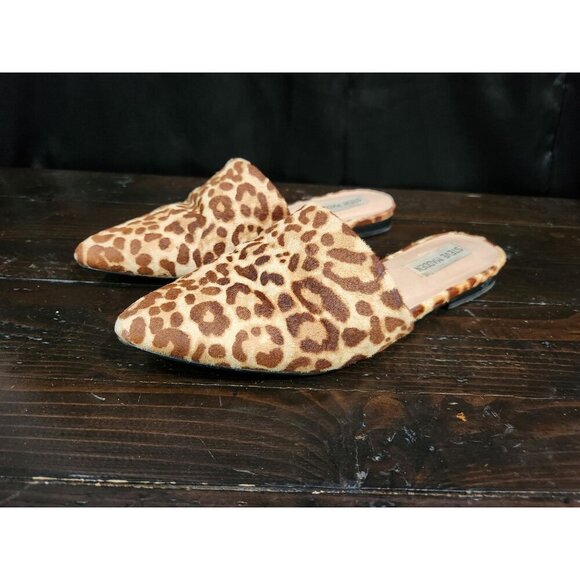 Steve Madden Trace Leopard Print Cow Hair Mules Womens Size 7.5M - Picture 1 of 9